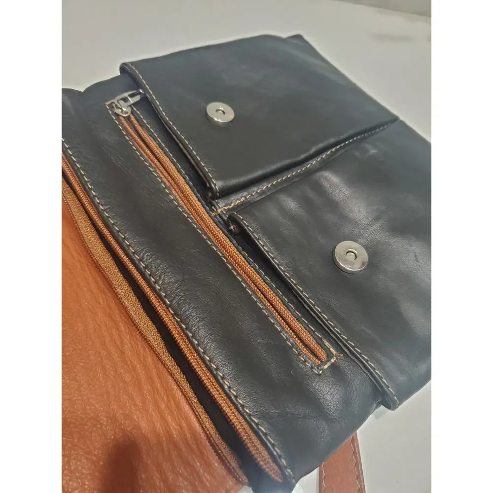 Vera Pelle Two Tone Leather Crossbody